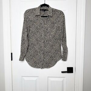 J.Crew 100% Silk Button Down Shirt Womens 4 Leopard Print Blouse Career Office